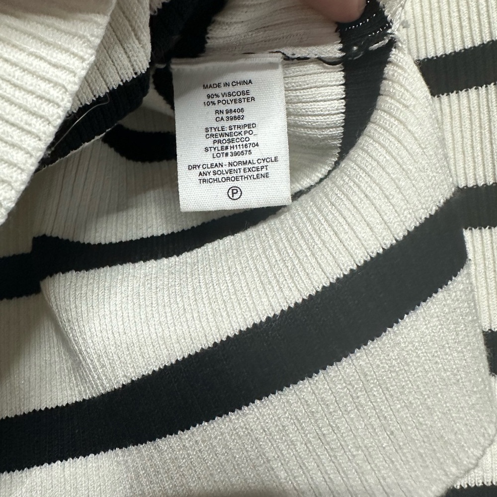 Theory Striped Crewneck Pullover Cuff Sleeve M - Picture 5 of 6